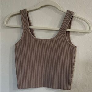 La Hearts Ribbed Brown Tank Top